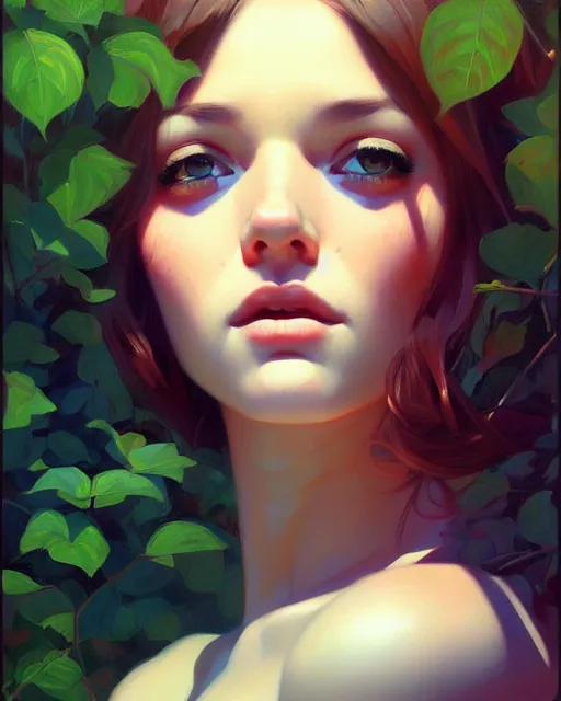 Prompt: stylized portrait of an artistic pose, composition, young suicide girl surrounded by nature, realistic shaded, fine details, realistic shaded lighting poster by ilya kuvshinov, magali villeneuve, artgerm, jeremy lipkin and michael garmash and rob rey