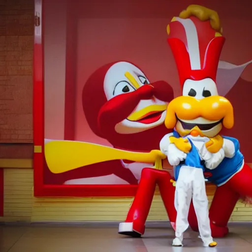 Image similar to Jollibee fighting Ronald Mcdonald