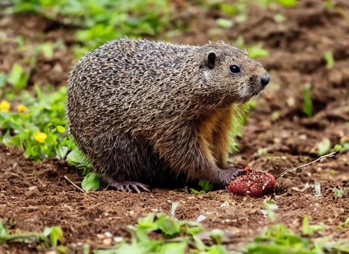 Image similar to groundhog eating an earthworm