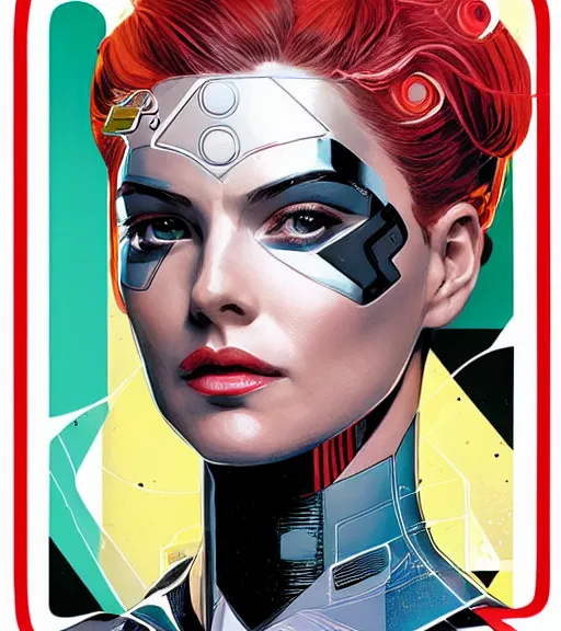 Image similar to portrait of a female android, by DC comics and Sandra Chevrier