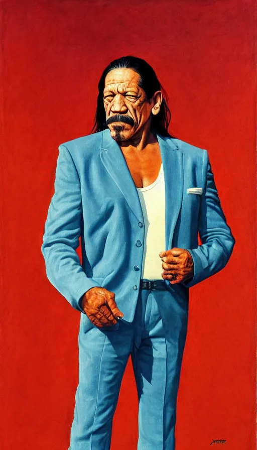 Image similar to danny trejo in a leisure suit. portrait by jean giraud and anton otto fischer