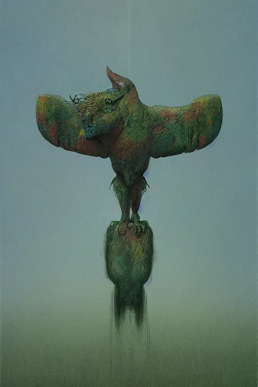 Image similar to painting of cross between rhino & parrot, intercrossed animal, by zdzislaw beksinski, by tiffany bozic, gradient background, concept art, beautiful composition, digital painting,