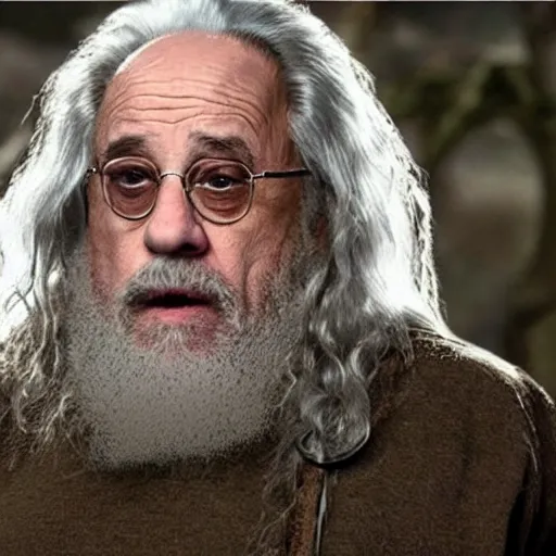 Image similar to danny devito starring as gandalf the white in the 2 0 2 4 lord of the rings movie, full body, hyper realistic, high quality, wide angle, always sunny in philadelphia