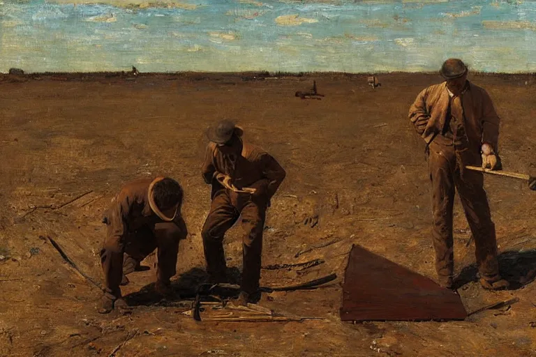 Image similar to men at work, by thomas anshutz and thomas eakins