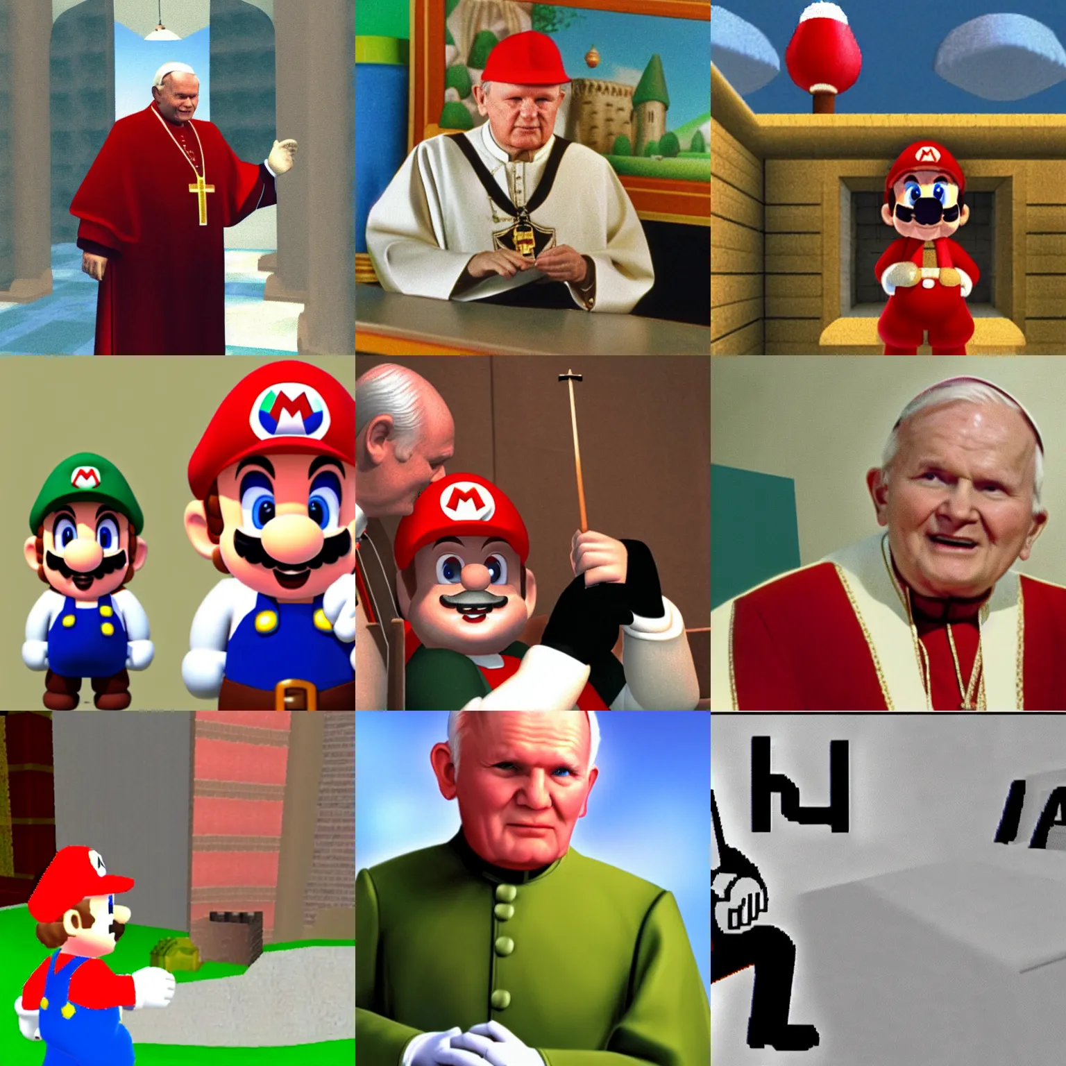 Prompt: John Paul II in super Mario 64