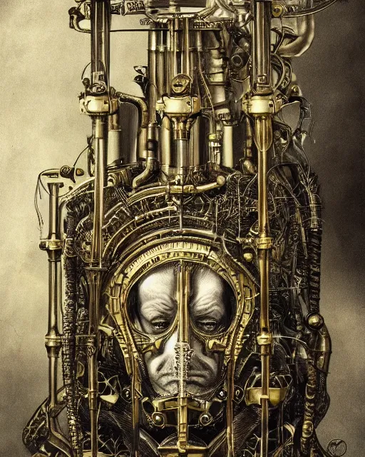 Prompt: epic portrait of victorian man scientist, steampunk, highly detailed, intricate details, symmetry, golden ratio, illustration, realistic, 8 k, high sharpness, by giger and rutkowski and dore