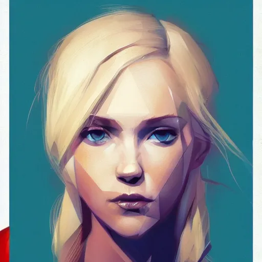 Image similar to Beautiful girl with a blond hair and blue eyes profile picture by Greg Rutkowski, asymmetrical, Organic Painting , Matte Painting, geometric shapes, hard edges, street art, trending on the artstation, realistic:2 by Sachin Teng:4, blur: -4