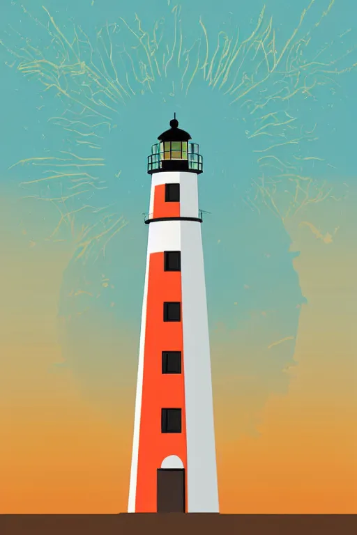 Image similar to minimalist boho style art of a lighthouse, illustration, vector art