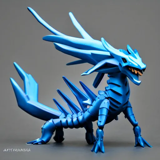 Image similar to Dialga the Pokémon, mini figure, photo, trending on artstation