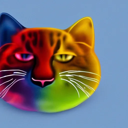 Prompt: a splash of colouful liquid in the shape of a cat