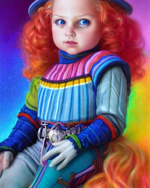 Prompt: rainbow brite portrait | highly detailed | very intricate | symmetrical | whimsical and magical | soft cinematic lighting | award - winning | closeup portrait | cute doll | painted by donato giancola and mandy jurgens and charlie bowater | pastel color palette | featured on artstation