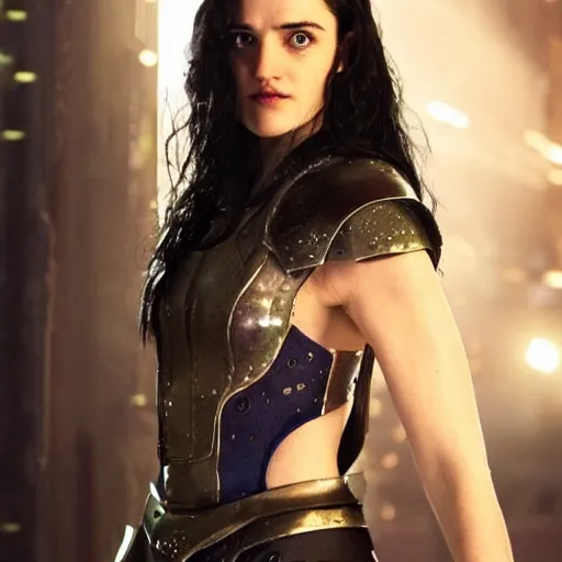 Image similar to Katie McGrath as Morgana in Cyberpunk Camelot