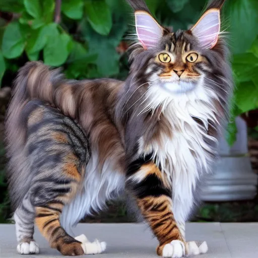 Prompt: maine coon balinese hybrid