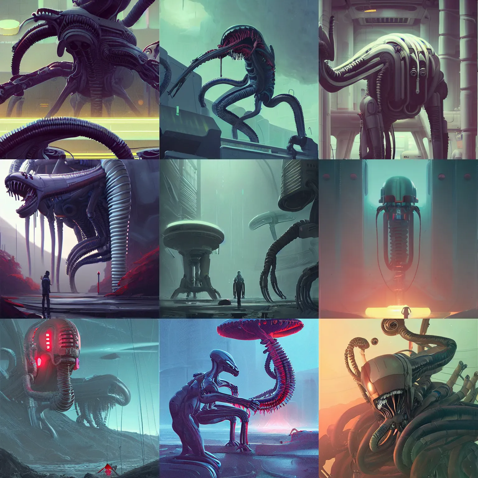 Prompt: xenomorph 6 7 dsf ross tran 7 8 7 9 2 3 simon stalenhag lkjsd 4