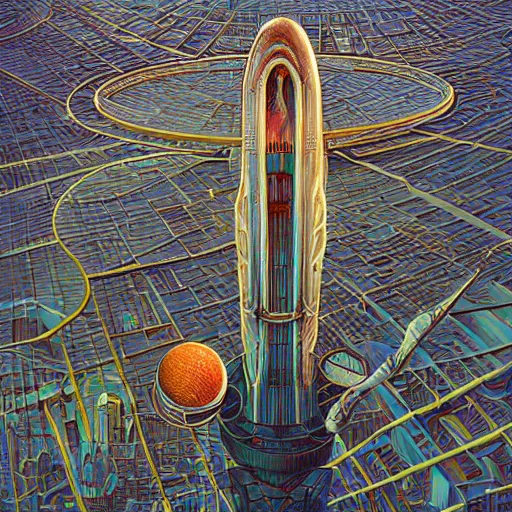 Prompt: orbit soviet city, Norilsk street, huge futuristic temple city, birds eye, vista view, peter mohrbacher, vladimir kush, michael whelan, bill stoneham, tsutomu nihei, jane graverol, kay sage, digital art, airbrush, art nouveau, intricate, clear, looming, epic, depth, artstation, highly detailed, blender, Unreal Engine, octane render, vray, 8k