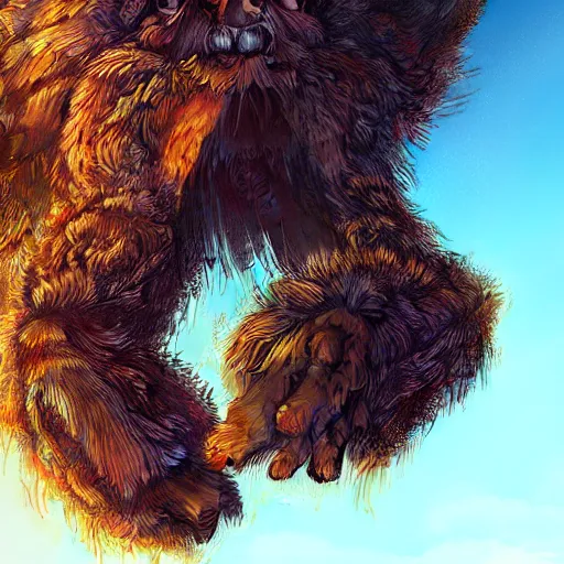 Prompt: colossal fluffy happy tarantula, golden hour, fantasy, vivid colors, sharp focus, digital art, hyper - realistic, 4 k, unreal engine, highly detailed, hd, dramatic lighting by brom, trending on artstation