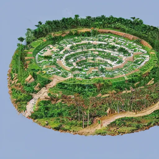 Image similar to a illustration of an architectural plan view of a labyrinth of the deforestation in amazona crisis