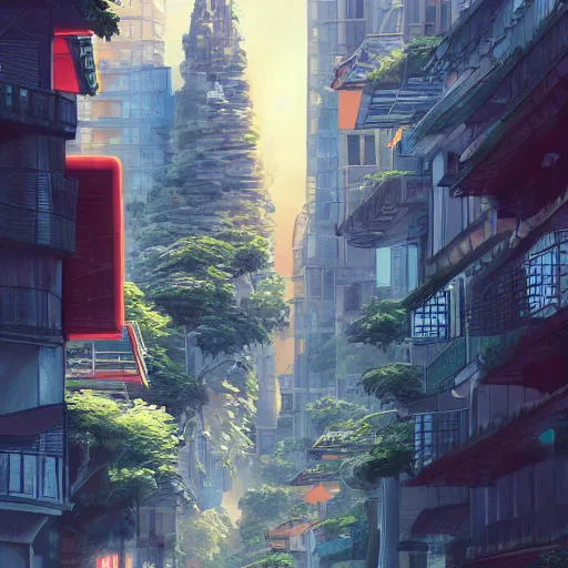 Image similar to bogota city in style studio ghibli, with dramatic lighting, concept art, matte painting, 8 k, highly detailed, artstation