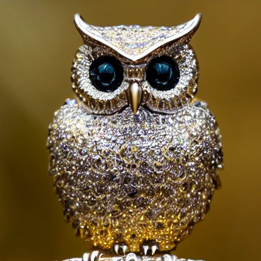 Prompt: bejewelled metal owl, highly detailed, 4k, HDR, smooth, sharp focus, hyper realistic, high resolution