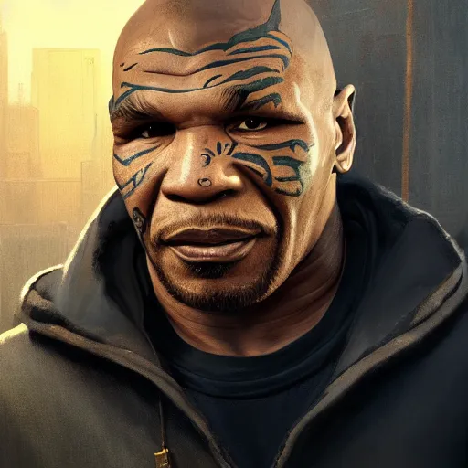 Prompt: highly detailed portrait, mike tyson, in gta v, stephen bliss, unreal engine, fantasy art by greg rutkowski, loish, rhads, ferdinand knab, makoto shinkai and lois van baarle, ilya kuvshinov, rossdraws, tom bagshaw, global illumination, radiant light, detailed and intricate environment