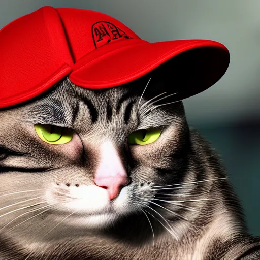 Image similar to ultra realistic cat smoking cigarette wearing mafia hat, ultra realistic, 8 k resolution, detailed, real life