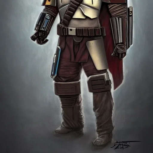 Image similar to Mandalorian crossed with a Predator, concept art