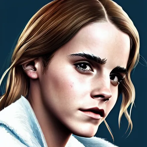 Image similar to emma watson in gta v, cover art by stephen bliss, artstation, no text