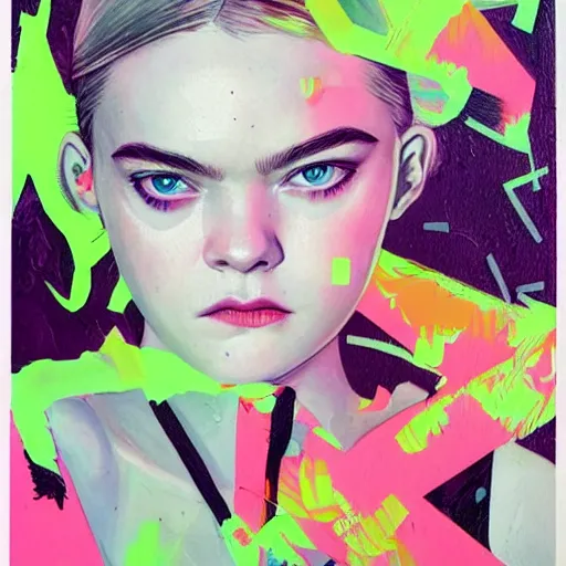Image similar to Elle Fanning in The Neon Demon picture by Sachin Teng, asymmetrical, dark vibes, Realistic Painting , Organic painting, Matte Painting, geometric shapes, hard edges, graffiti, street art:2 by Sachin Teng:4