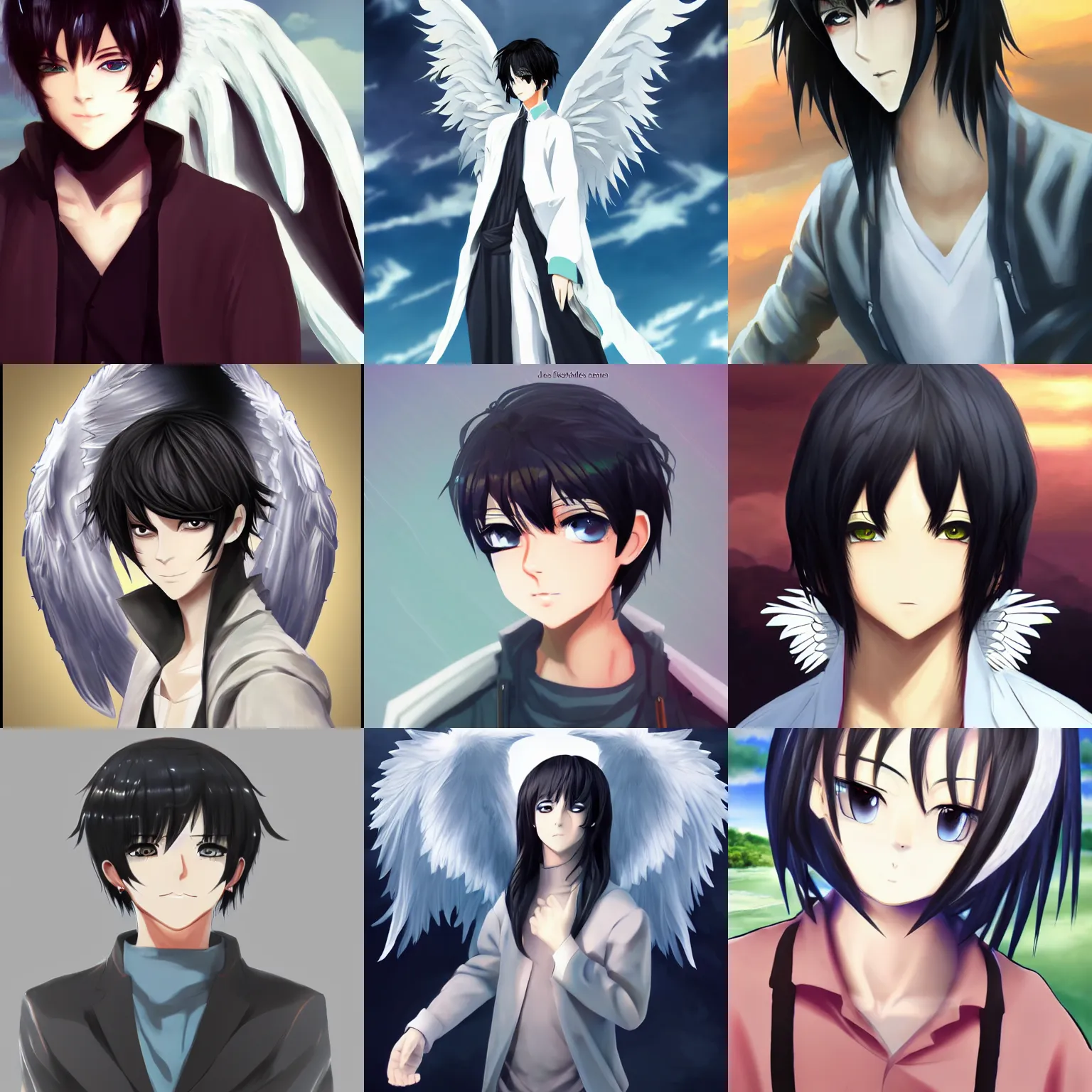 anime angel with black hair