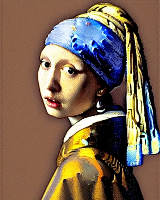 Prompt: Girl with a Pearl Earring By Johannes Vermeer painting by Hieronymus Bosch