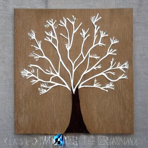 Image similar to handmade winter tree illustration flat minimal rustic in the style of ‘ laura horn ’