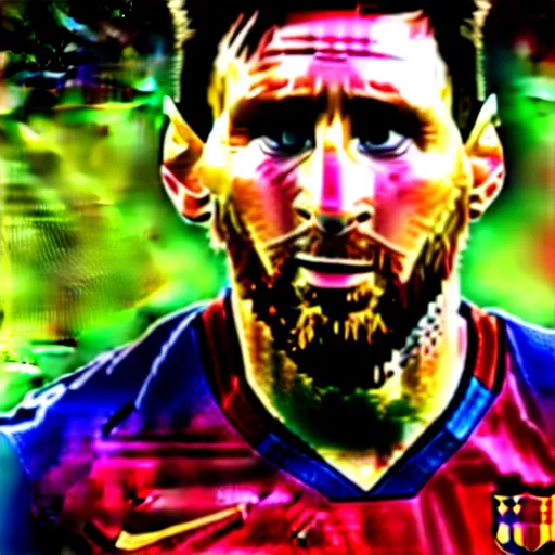 Image similar to up-close detailed portrait of Lionel Messi, 4k, highly detailed