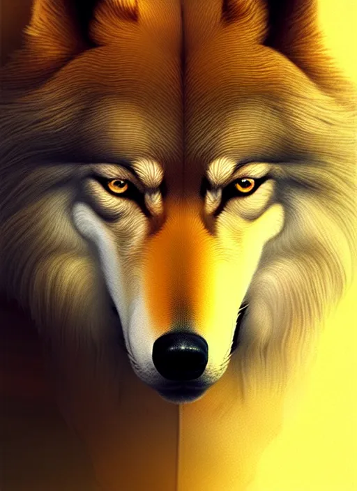 Image similar to bipedal golden wolf, highly detailed, deep focus, elegant, digital painting, smooth, sharp focus, illustration, ultra realistic, 8 k, art by wlop