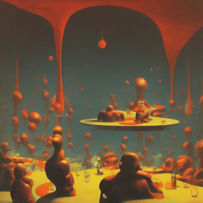 Image similar to spherical lava people at underwater restaurant Edward Hopper and James Gilleard, Zdzislaw Beksinski highly detailed