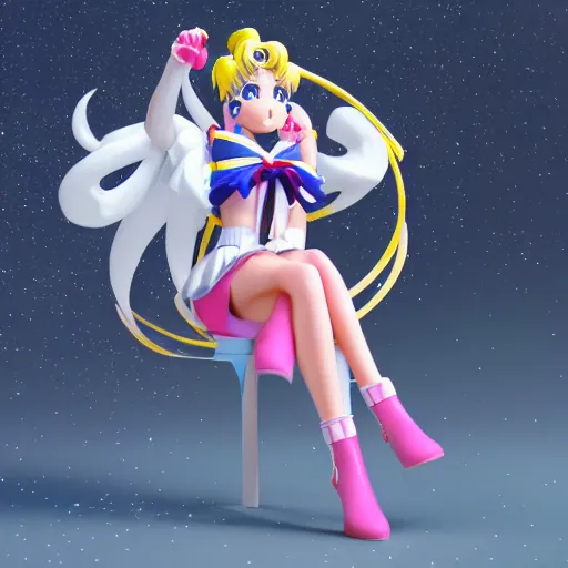 Prompt: Sailor Moon, 3D render