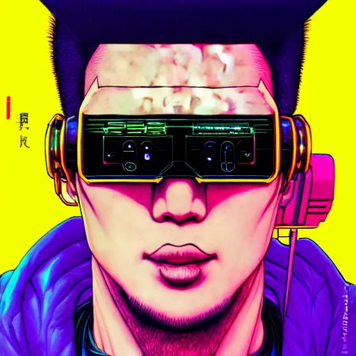 Prompt: portrait painting of a cyberpunk jackson wang, sharp focus, award - winning, trending on artstation, masterpiece, highly detailed, intricate. art by josan gonzales and moebius and deathburger