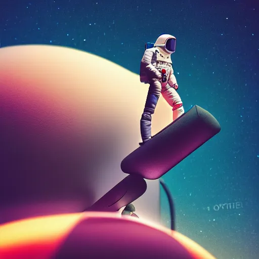 Image similar to photography of anthropomorphic horse men riding an astronaut back. from western by hiroyuki okiura and katsuhiro otomo and alejandro hodorovski style with many details by mike winkelmann and vincent di fate in sci - fi style. volumetric natural light photo on dsmc 3 system,