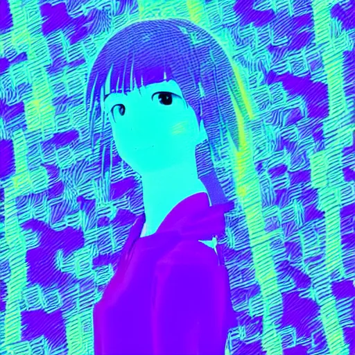 Prompt: Anime, glitchy, glitch art, Chromatic aberration, girl in white dress dancing, halo over her head, nobody knows the future-H 768