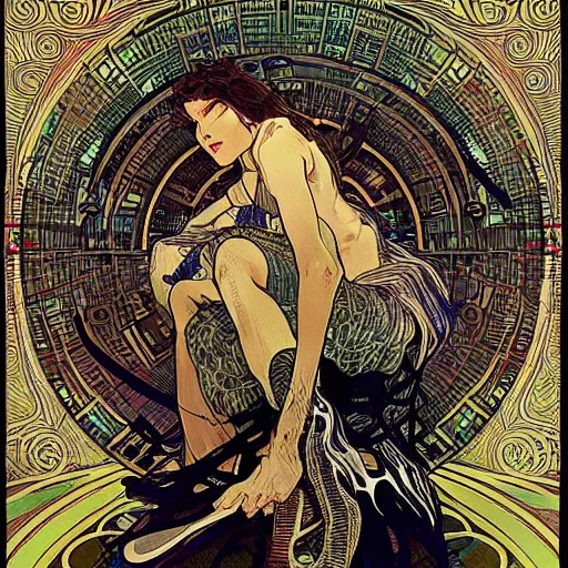 Image similar to rain wind torrential downpour euclid monster of the elements by alphonse mucha yoji shinkawa victo ngai 8 0 s cartoon heavy metal hyperdetailed intricate beautiful interwoven fibers of death