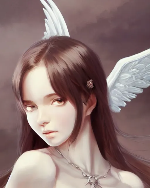 Prompt: ilya kuvshinov. an infinitely detailed portrait of a frail and pale female peace angel elegantly. fully - clothed full - body, beautiful! scenery art!! coherent! by wlop. victorian armor trim, cold color palette, artstation / pixiv!! elegantly armored angel portrait full - body, dreamy art