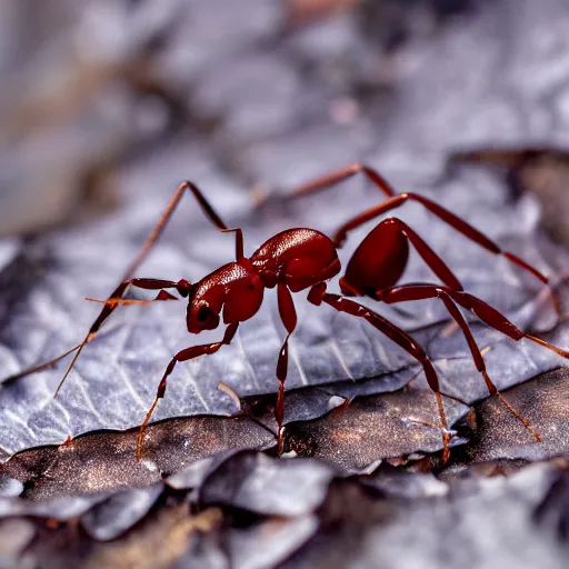 Image similar to bionic ants at war on a green leaf, macro photography, 8 k, cinematic lighting, shallow depth of field,