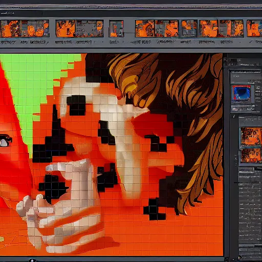 Prompt: tutorial for zbrush central inferno and rebirth in vibrant pixel art a close - up view of a man meeting the devil, by caravaggio the machine
