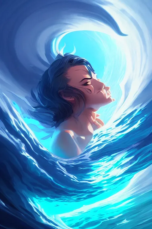 Prompt: the god posideon, ocean wave, portrait, sharp focus, digital art, concept art, dynamic lighting, epic composition, subsurface scattering, trending on artstation, by emylie boivin 1. 0, rossdraws 2. 0