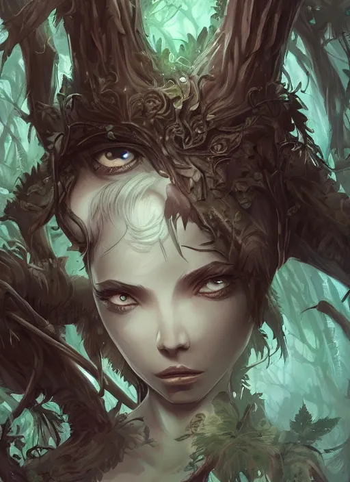 Prompt: forest nymph brown skin, demonic eyes, low fantasy, extremely detailed, sharp focus, smooth, digital illustration, by rossdraws, frank franzzeta, sakimichan, corrected hand, perfect hands