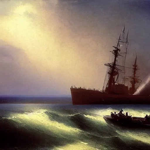 Image similar to uss submarine hmcs thresher painting by hubert robert aivazovsky detailed