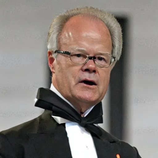 Image similar to Carl XVI Gustaf, declaring war against the United States of America, GTA5 style