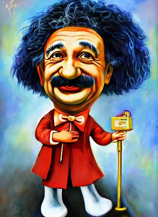 Image similar to portrait of albert einstein dressed as a disney genie, by julie bell