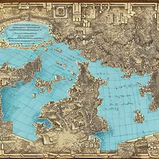 Prompt: ancient fantasy cartographer map extremely detailed