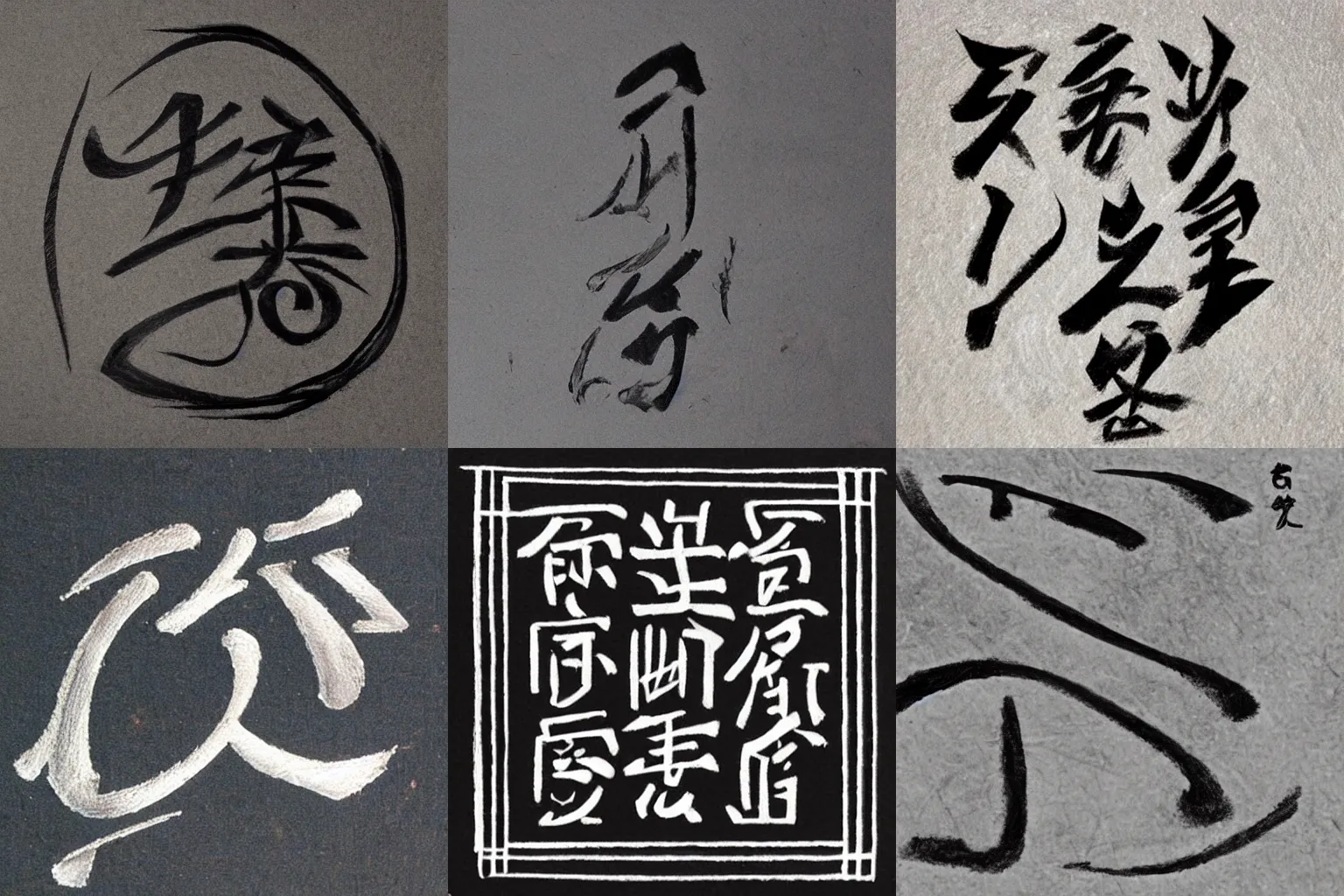 Prompt: the word lumah written with charcoal in japanese metal style