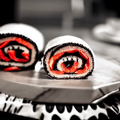 Prompt: samurai swiss cake roll, photograph, macro, 4 k